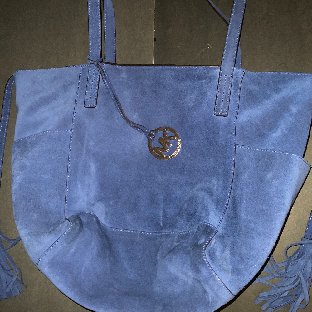 Blue Suede Shoulder Bag